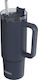 Quokka Handled Tumbler Θερμός Ανοξείδωτο BPA Free 950ml Black με Καλαμάκι και Λαβή