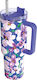 Quokka Handled Tumbler Θερμός Ανοξείδωτο BPA Free 1.2lt Flower Dusk με Καλαμάκι και Λαβή
