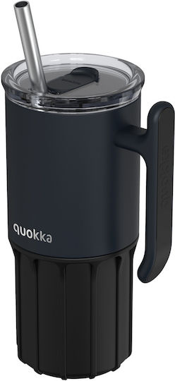 Quokka Handled Tumbler Θερμός Ανοξείδωτο BPA Free 720ml Black με Καλαμάκι και Λαβή