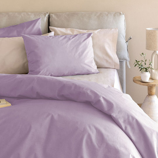 Palamaiki Bettwäsche-Set Einzel mit Gummiband 110x200+32cm. Etoile Lilac 3Stück