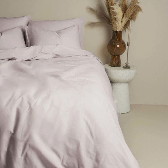 White Fabric Sheet Sets King Size 260x270cm. Essential Light Gray 4pcs