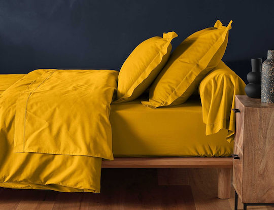 Douceur d'Intérieur Lina Σεντόνι Υπέρδιπλο με Λάστιχο 160x200εκ. Curry