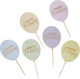 Μπαλόνι Pastel Birthday Οδοντογλυφίδες για Party 12τμχ