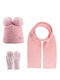 Kinder Mütze Set mit Handschuhe Gestrickt Rosa