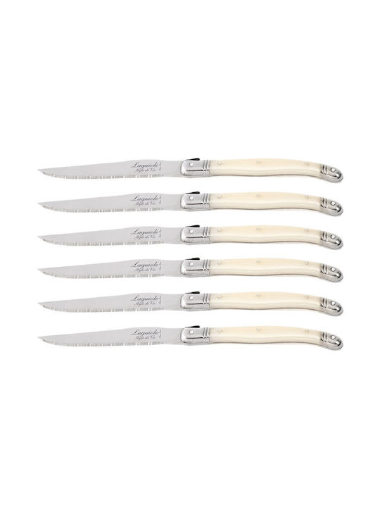 Laguiole Pearl Μαχαίρια Steak από Ανοξείδωτο Ατσάλι 6τμχ