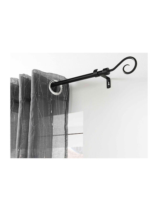 Douceur d'Intérieur Extendable Metallic Curtain Pole Arabesque Single Φ19mm 210-120cm Black