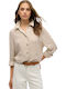 Casual Women's Linen Long Sleeve Shirt Pumice Stone Beige