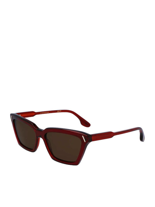 Victoria Beckham Damen Sonnenbrille mit Rot Kunststoff Gestell und Rot Linse