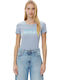 Women's Cotton Blouse with Spaghetti Straps Light Blue