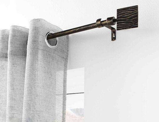 Douceur d'Intérieur Extendable Metallic Curtain Pole Tempo Single Diameter 19mm Length 210-120cm Black/Gold