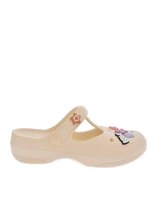 Jomix Women's Beige Clogs 250427-Ecru