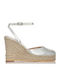 Damenplattformen im Espadrilles-Stil Silber
