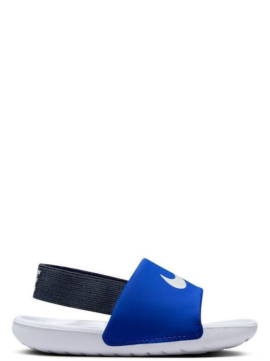 nike slides blue and white