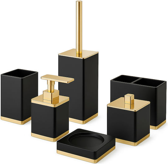 Acp Badezimmerzubehör-Set 6-teilig – Schwarz Gold