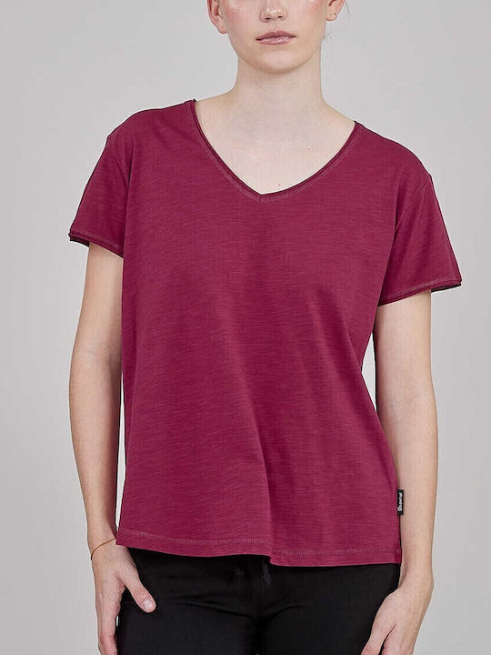 Γυναικείο T-shirt με V Λαιμόκοψη Beaujolais Wine