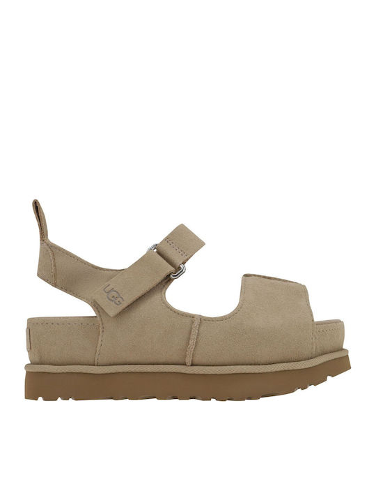 Goldenstar Γυναικεία Σανδάλια Flatforms Μπεζ