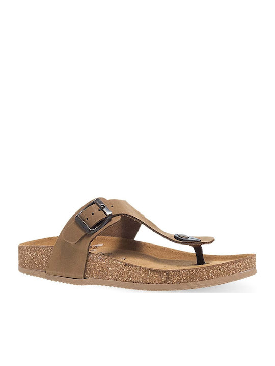Leather Women's Flat Sandals in Brown Color