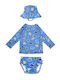 Zoocchini Kids Swimwear Swimwear Set with Hat Blue