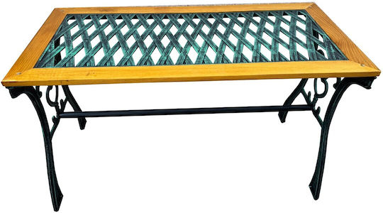 with Wood Surface and Cast Iron Frame Black 99x47x57cm