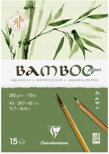 Clairefontaine Μπλοκ Ακουαρέλας Bamboo 25φ Α3 29,7x42cm 250g