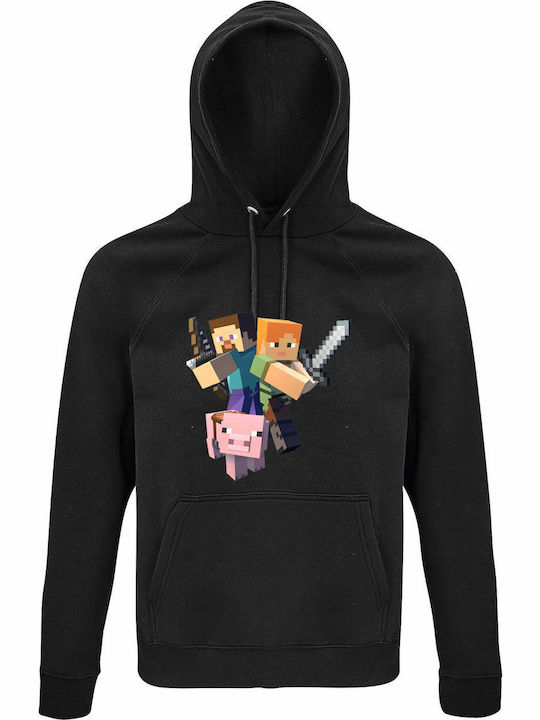 Παιδικό Φούτερ με Κουκούλα Black Minecraft Char...
