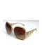 Woman's Fashion Women's Sunglasses with Beige Plastic Frame and Brown Gradient Lens G-115