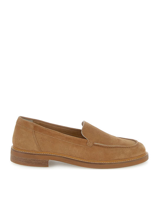 Leather Women's Loafers in Brown Color