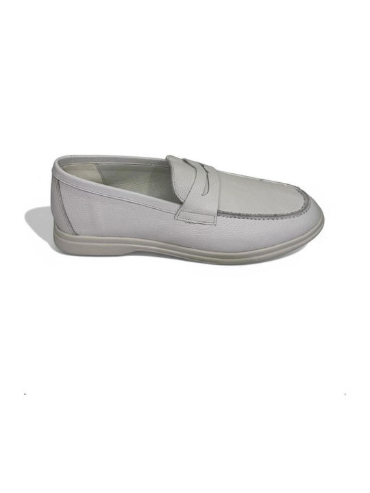 Leder Damen Loafers in Weiß Farbe