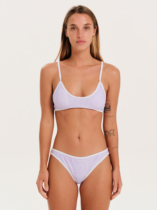 Set Bikini mit Abnehmbarer Verstärkung Flieder