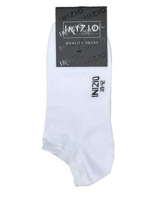 Inizio Men's Solid Color Socks White