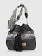Set Straw Knitted Women's Drawstring Bag Black