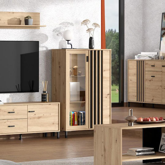 Витрина Laval 2k Vs1 129 Артисан Дъб Черен 80x40x129см