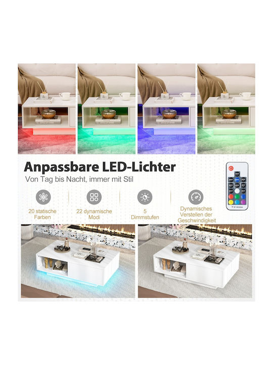Costway Couchtisch 20 Farben LED-Beleuchtung Fe...