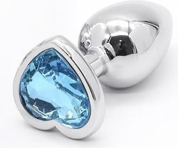 Silver Anal Plug Silver Anal Butt Plug With Gem Light Blue Size Small