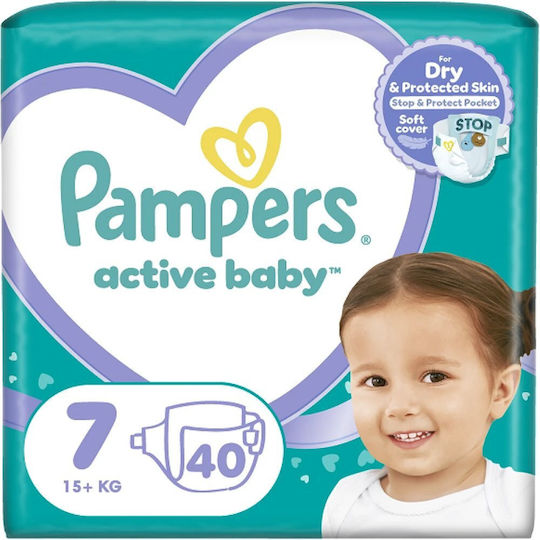 Pampers Tape Diapers Active Baby No. 7 for 15+kg 40pcs