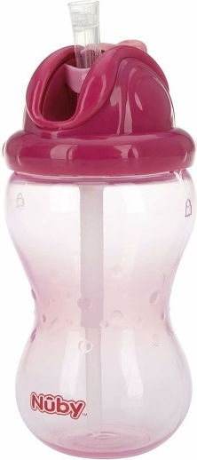 Nuby Παιδικό Ποτηράκι No-spill από Πλαστικό Ροζ 360ml για 12m+