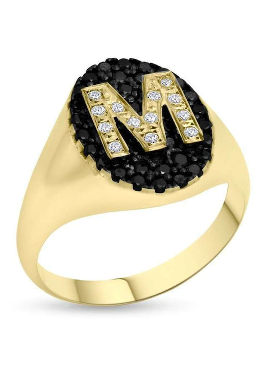 Chevalier Ring with Zircon made of Gold 14K