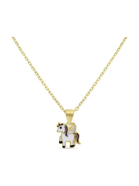 Placat cu aur Colier pentru copii Unicorn - Licornă cu lanț ΑΠΚ0067