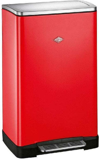 Wesco Κάδος Big Double Boy Ανακύκλωσης Πλαστικός με Πεντάλ Κόκκινος