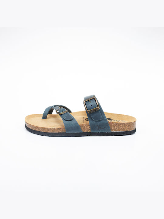 Bombay Leather Women's Flat Sandals Anatomic in Blue Color