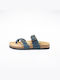 Bombay Leather Women's Flat Sandals Anatomic in Blue Color