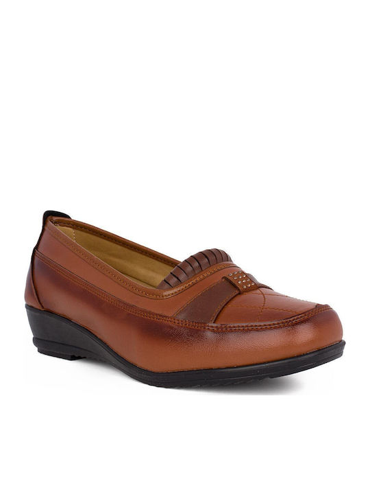 Lederne Damen Ballerinas in Tabac Braun Farbe