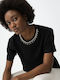 Women's Blouse Cotton Short Sleeve Black