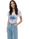 Women's T-shirt Floral White, Blue