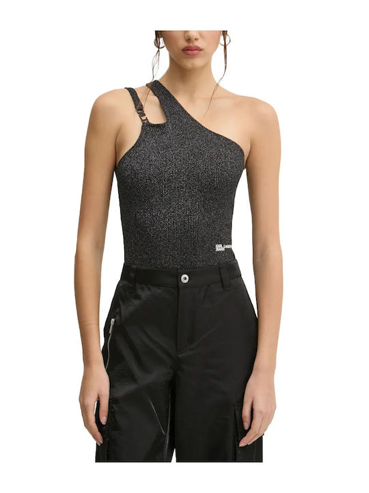 Women's Blouse with One Shoulder Black