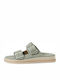 Leder Flache Damen Sandalen Grüne