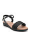 Leather Women's Flat Sandals Anatomic in Black Color