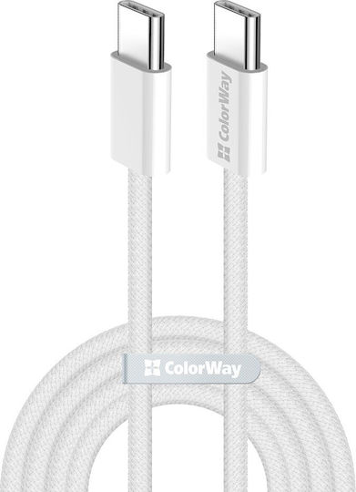 ColorWay Braided USB 2.0 Cable USB-C male - USB-C 60W PD Γκρι 1m CW-CBPDCC061-GR