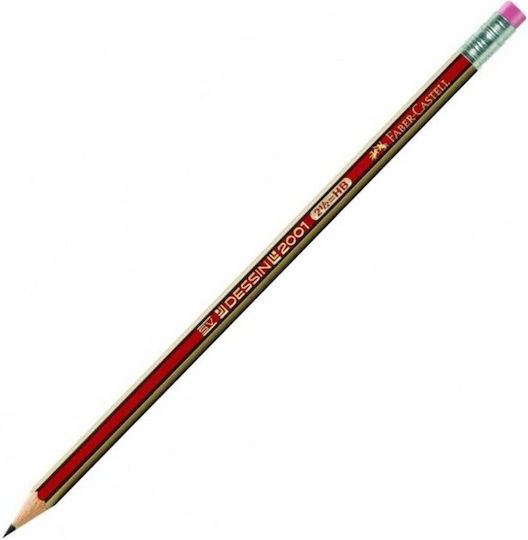Faber-Castell Drawing 2001 Pencil 2B Eraser Red 4005401121015