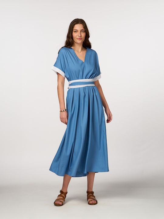 Summer Midi Wrap Dress Light Blue
